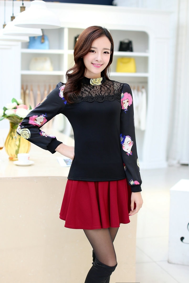 Lace Blouse BL3017 Black