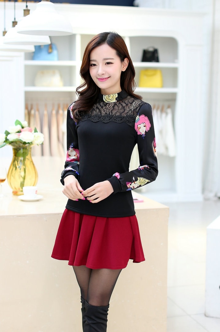 Lace Blouse BL3017 Black