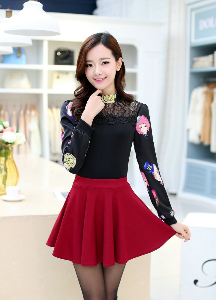 Lace Blouse BL3017 Black