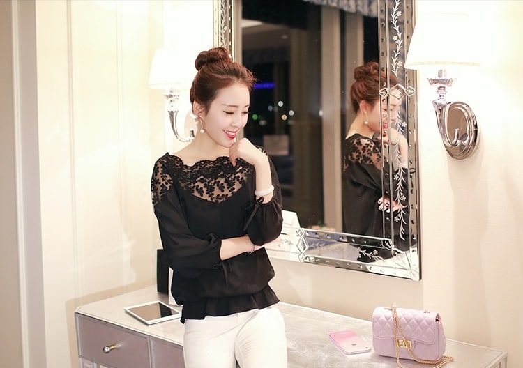 Lace Blouse BL3028 Black