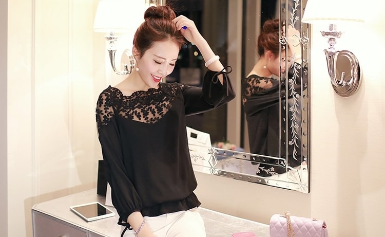 Lace Blouse BL3028 Black