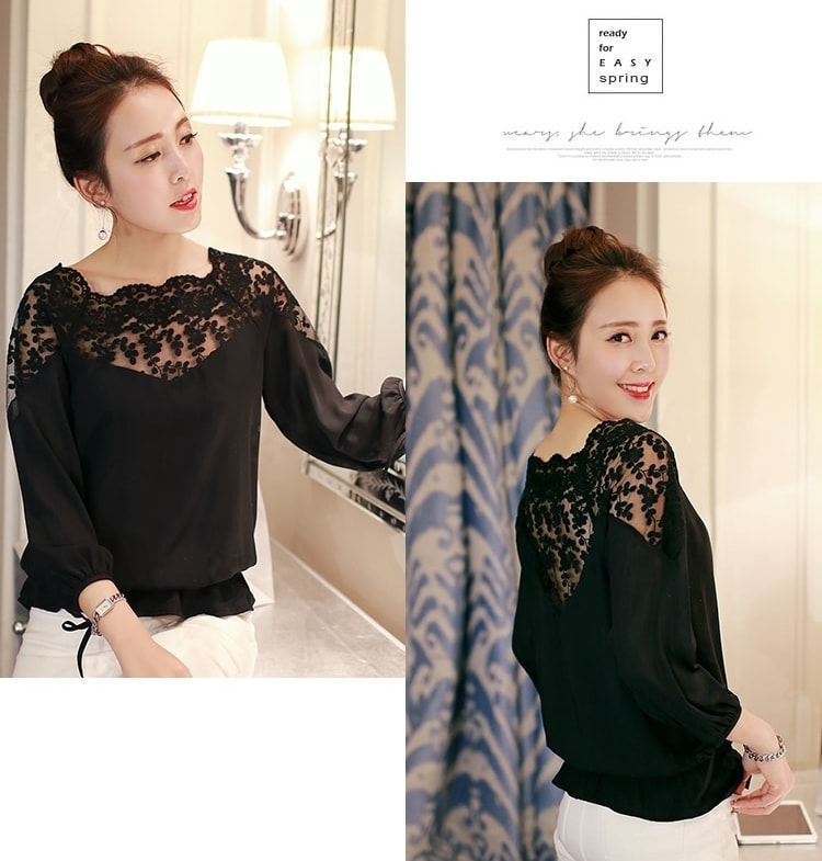 Lace Blouse BL3028 Black