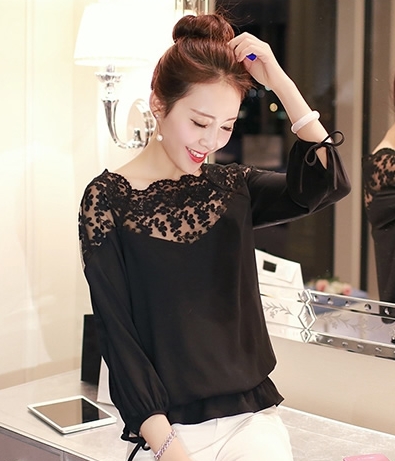 Lace Blouse BL3028 Black