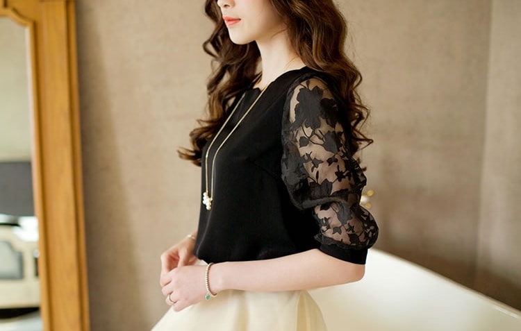 Organza Blouse BL3030 Black