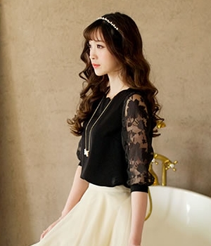 Organza Blouse BL3030 Black