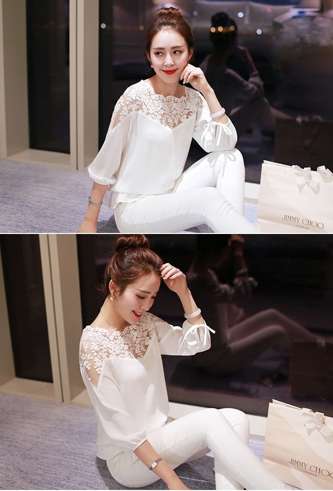 Lace Blouse BL3031 White