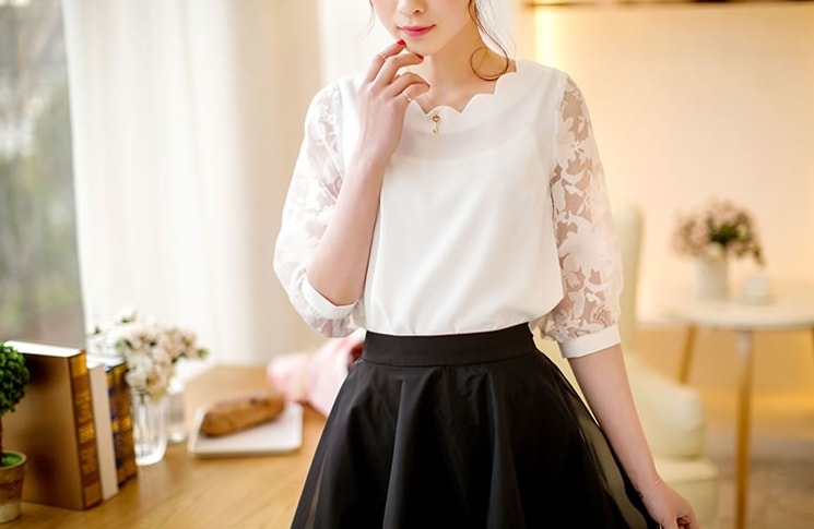 Organza Blouse BL3036 White