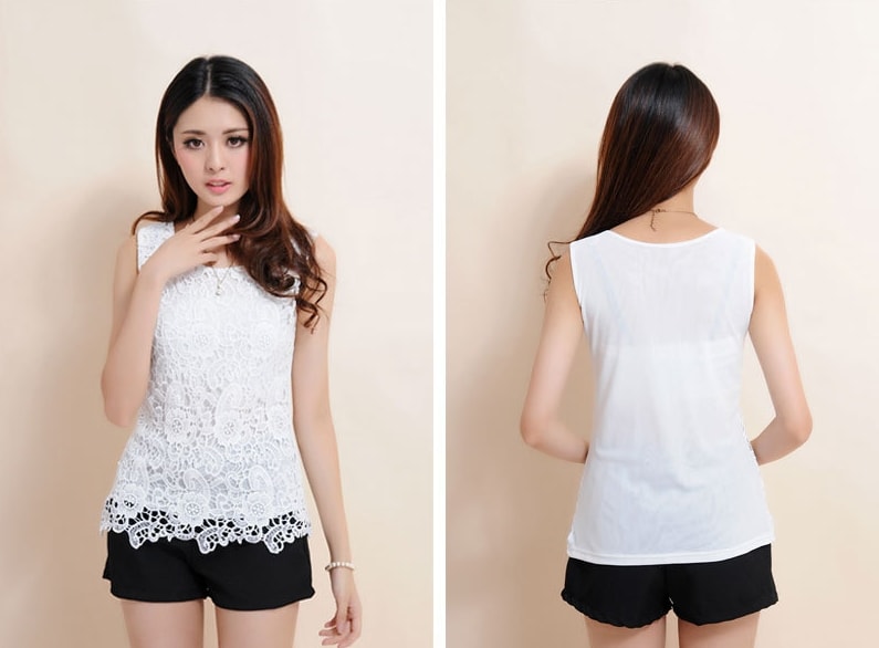 Lace Blouse Korea Import BL3038 White