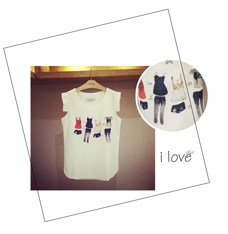 Chiffon Blouse Cartoon BL3042 White