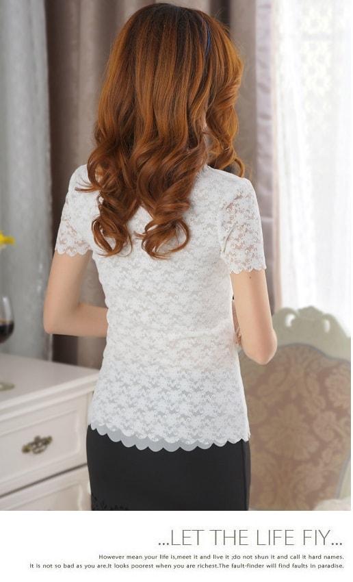 Lace Blouse Korea Import BL3052 White