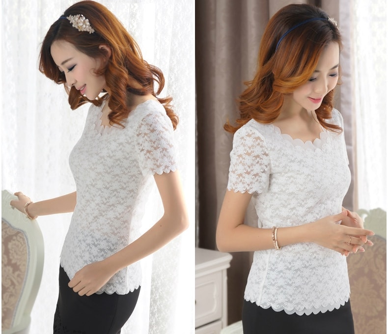 Lace Blouse Korea Import BL3052 White