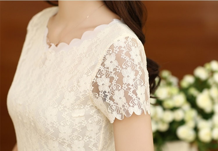 Lace Blouse Korea Import BL3052 White