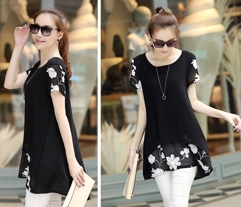 Chiffon Blouse Import BL3054 Black