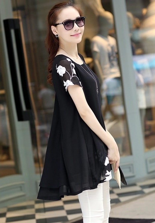 Chiffon Blouse Import BL3054 Black