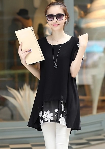 Chiffon Blouse Import BL3054 Black