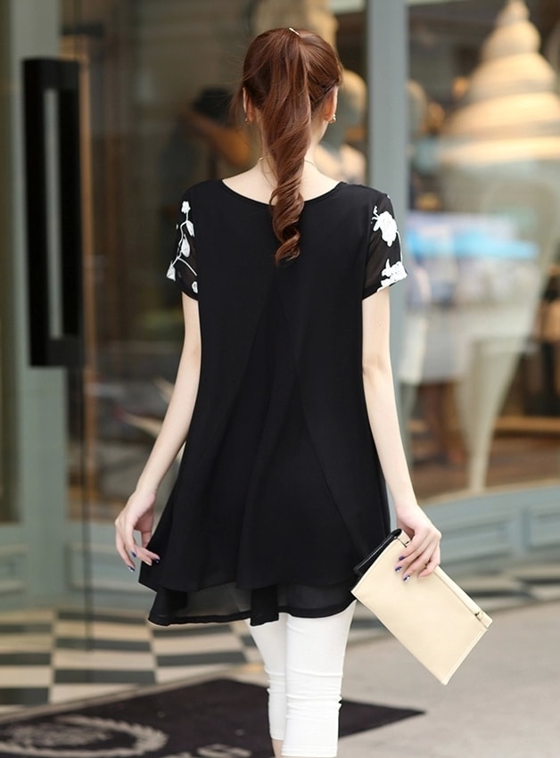 Chiffon Blouse Import BL3054 Black