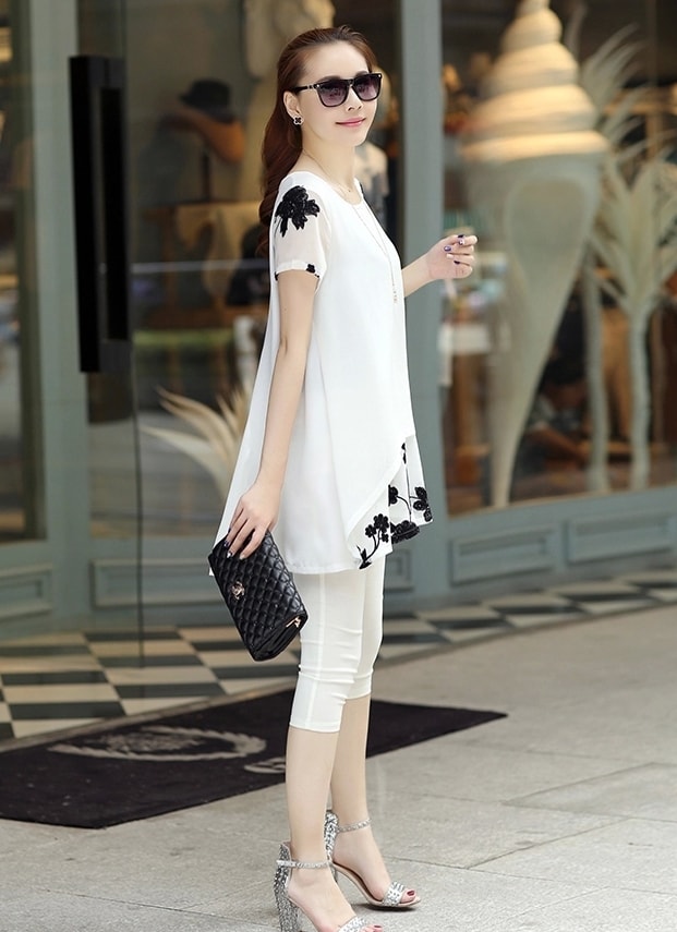 Chiffon Blouse Import BL3055 White