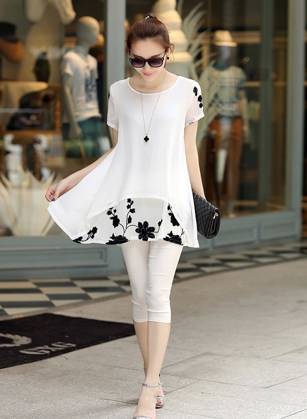 Chiffon Blouse Import BL3055 White