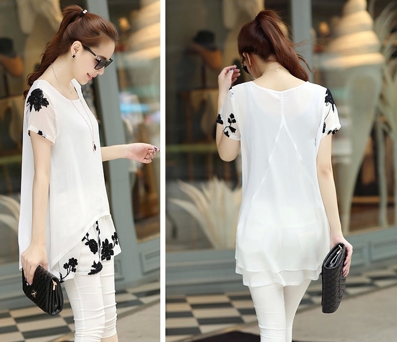 Chiffon Blouse Import BL3055 White