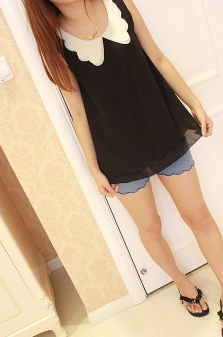 Chiffon Blouse Import BL3057 Black