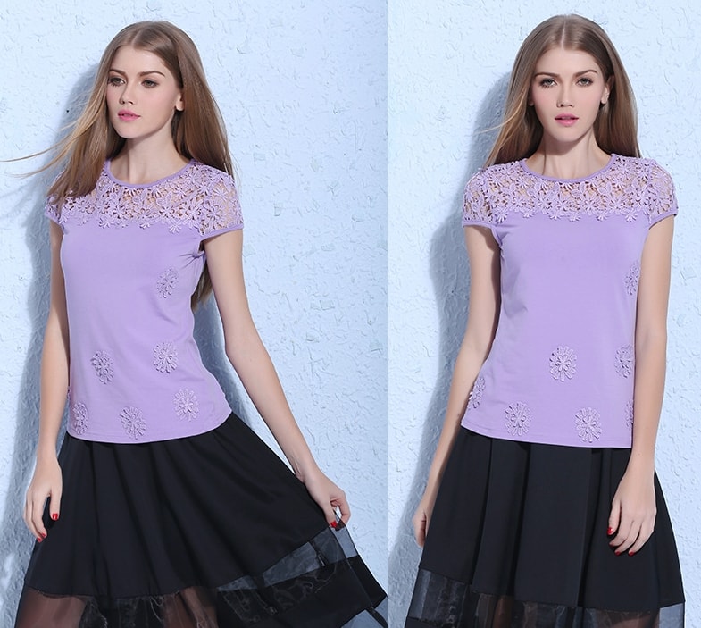 Lace Blouse Import BL3064 Purple