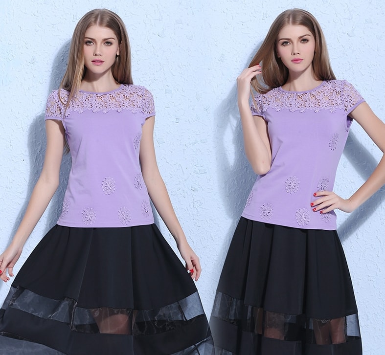 Lace Blouse Import BL3064 Purple