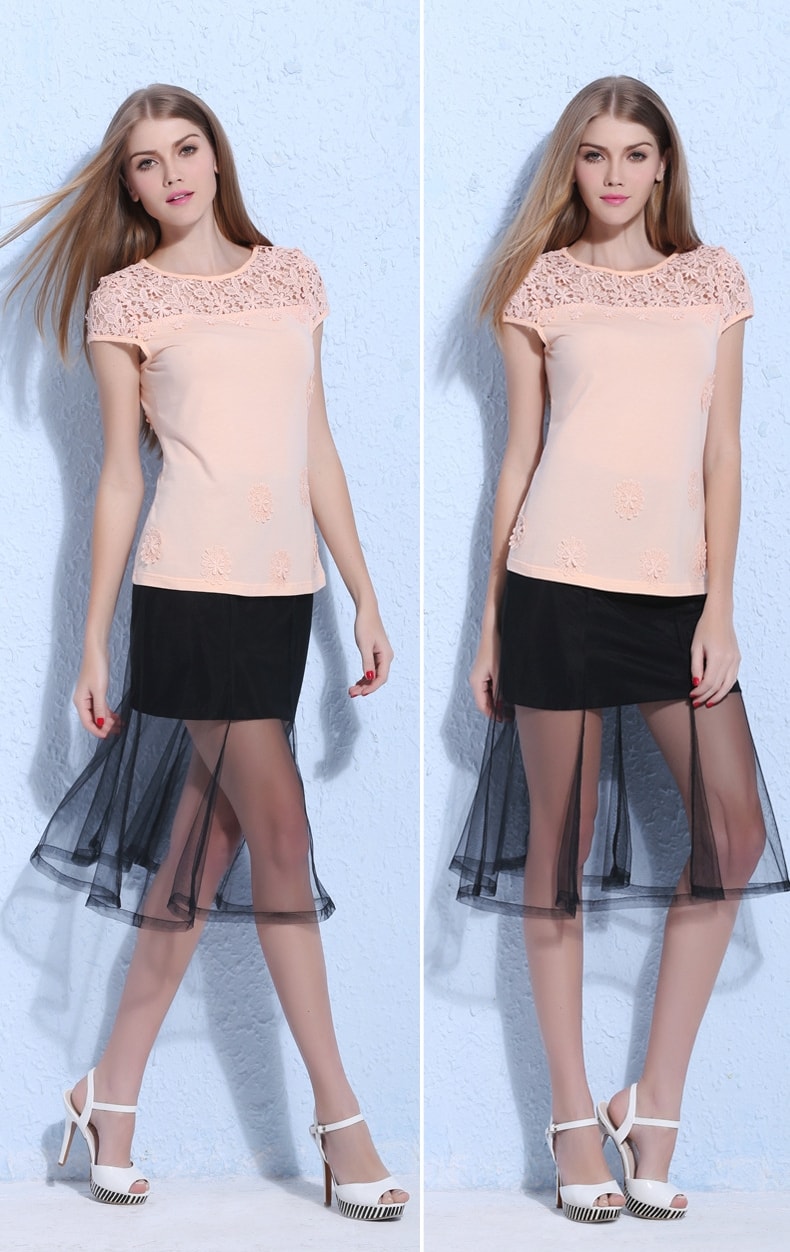 Lace Blouse Import BL3065 Orange