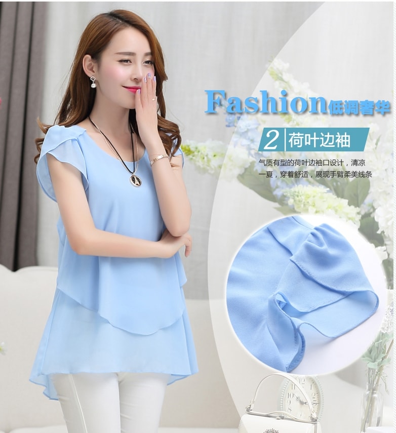 Blouse Chiffon korea BL3067 Sky Blue