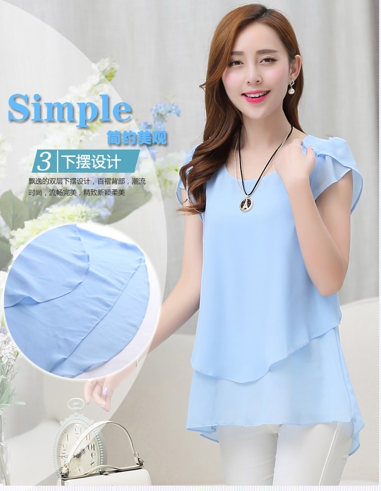 Blouse Chiffon korea BL3067 Sky Blue