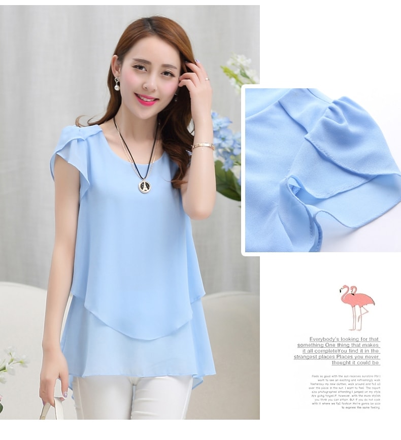 Blouse Chiffon korea BL3067 Sky Blue