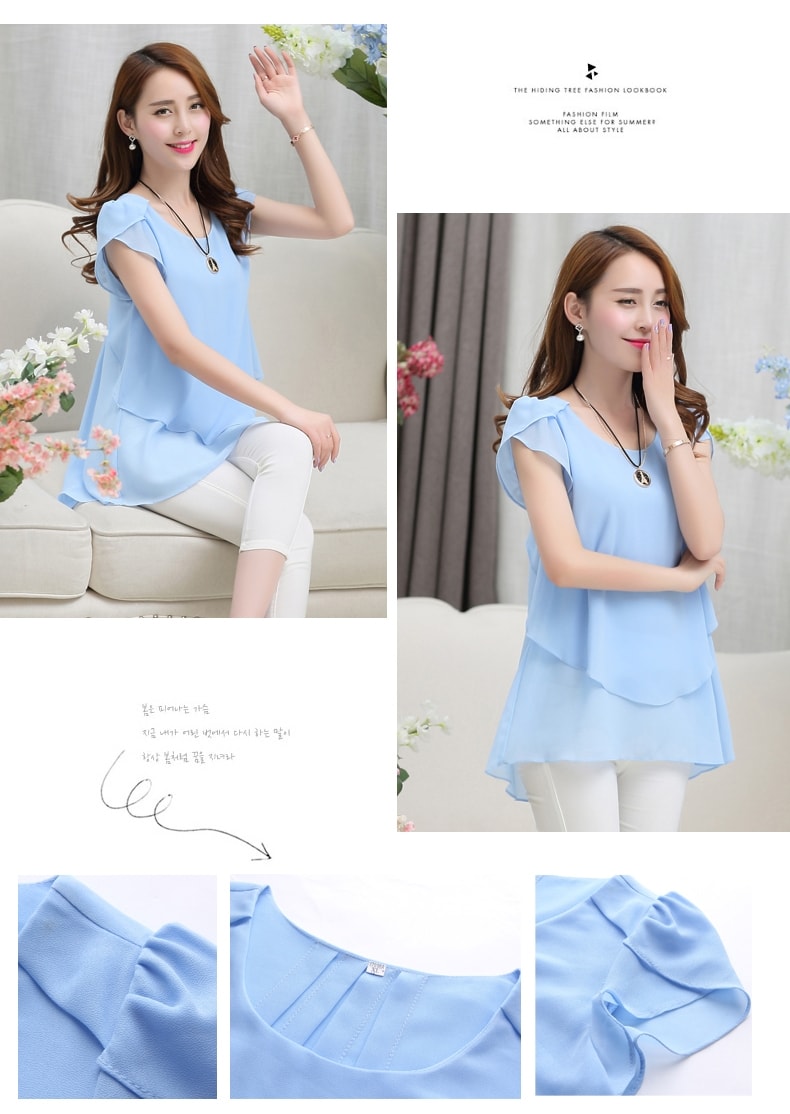 Blouse Chiffon korea BL3067 Sky Blue