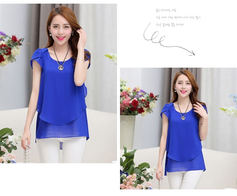 Blouse Chiffon Korea BL3068 Navy Blue