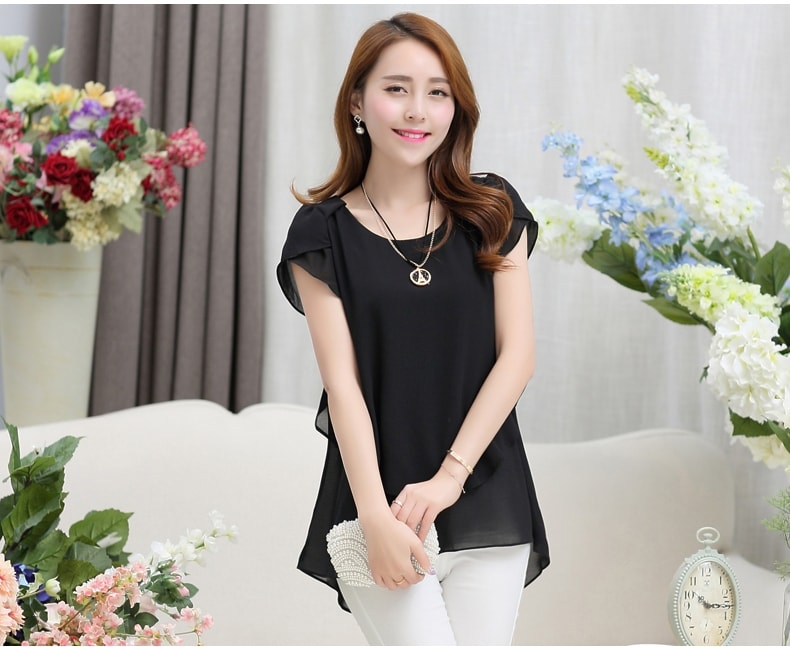 Blouse Chiffon korea Import BL3069 Black