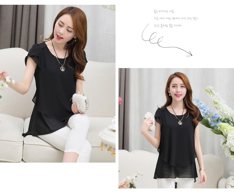 Blouse Chiffon korea Import BL3069 Black