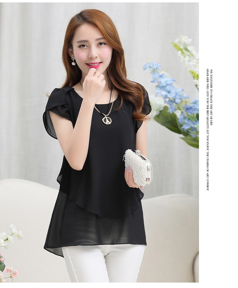 Blouse Chiffon korea Import BL3069 Black