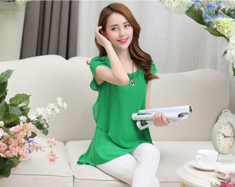 Blouse Chiffon Korea Import BL3070 Green