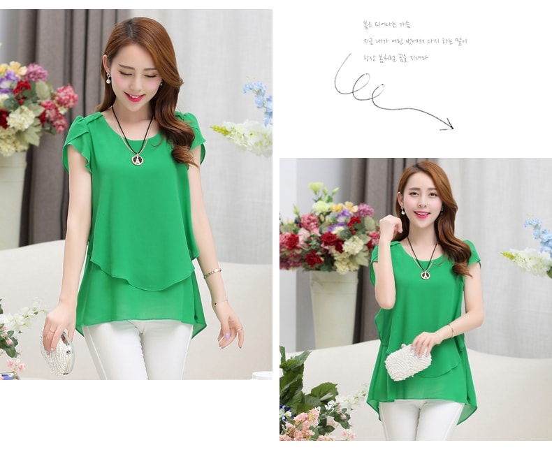 Blouse Chiffon Korea Import BL3070 Green