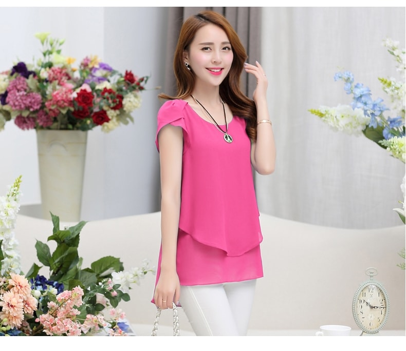 Chiffon Blouse Korea Import BL3071 Pink