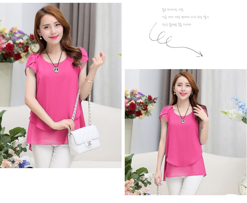 Chiffon Blouse Korea Import BL3071 Pink