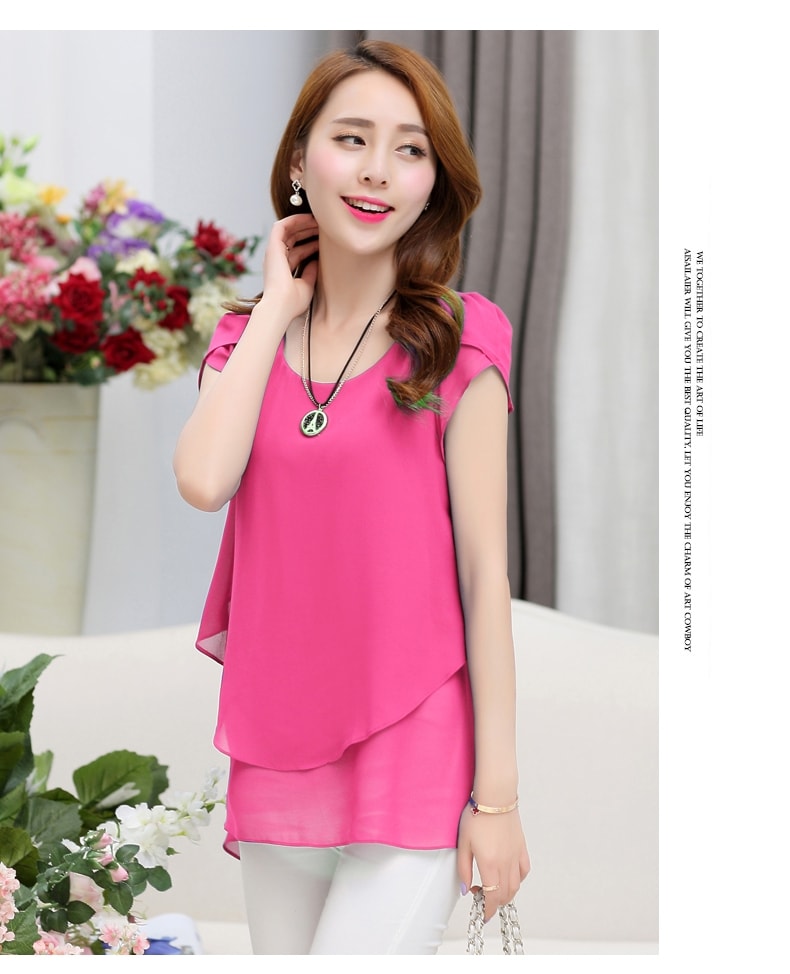 Chiffon Blouse Korea Import BL3071 Pink