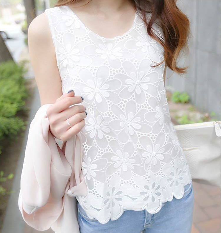 Chiffon Blouse Import BL3072 White