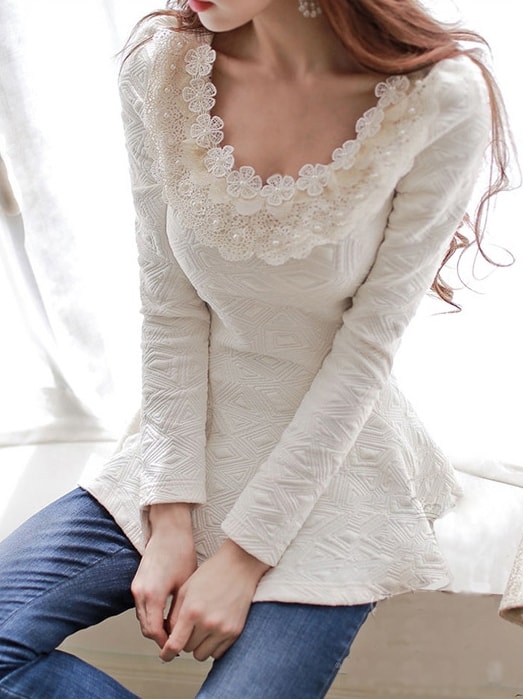 korea Premium Blouse Import BL3077 Ivory