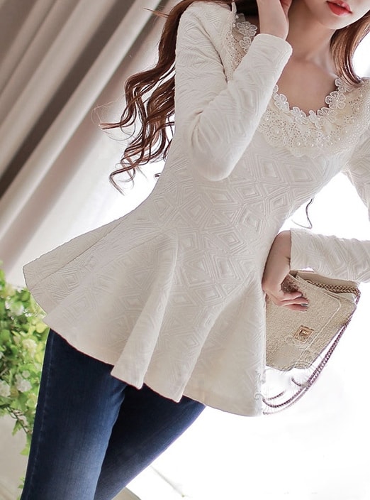 korea Premium Blouse Import BL3077 Ivory