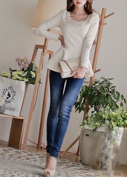 korea Premium Blouse Import BL3077 Ivory