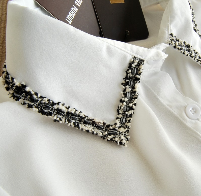 Kemeja Chiffon Korea Import BL3078 White