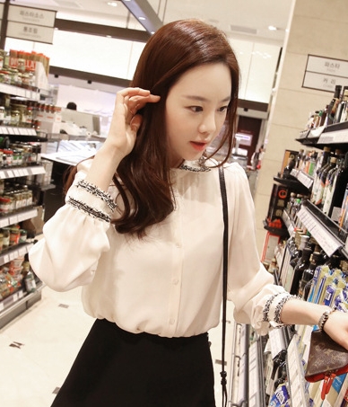 Kemeja Chiffon Korea Import BL3078 White