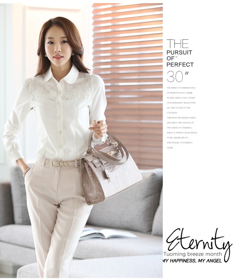 Kemeja Chiffon Import Korea BL3087 White