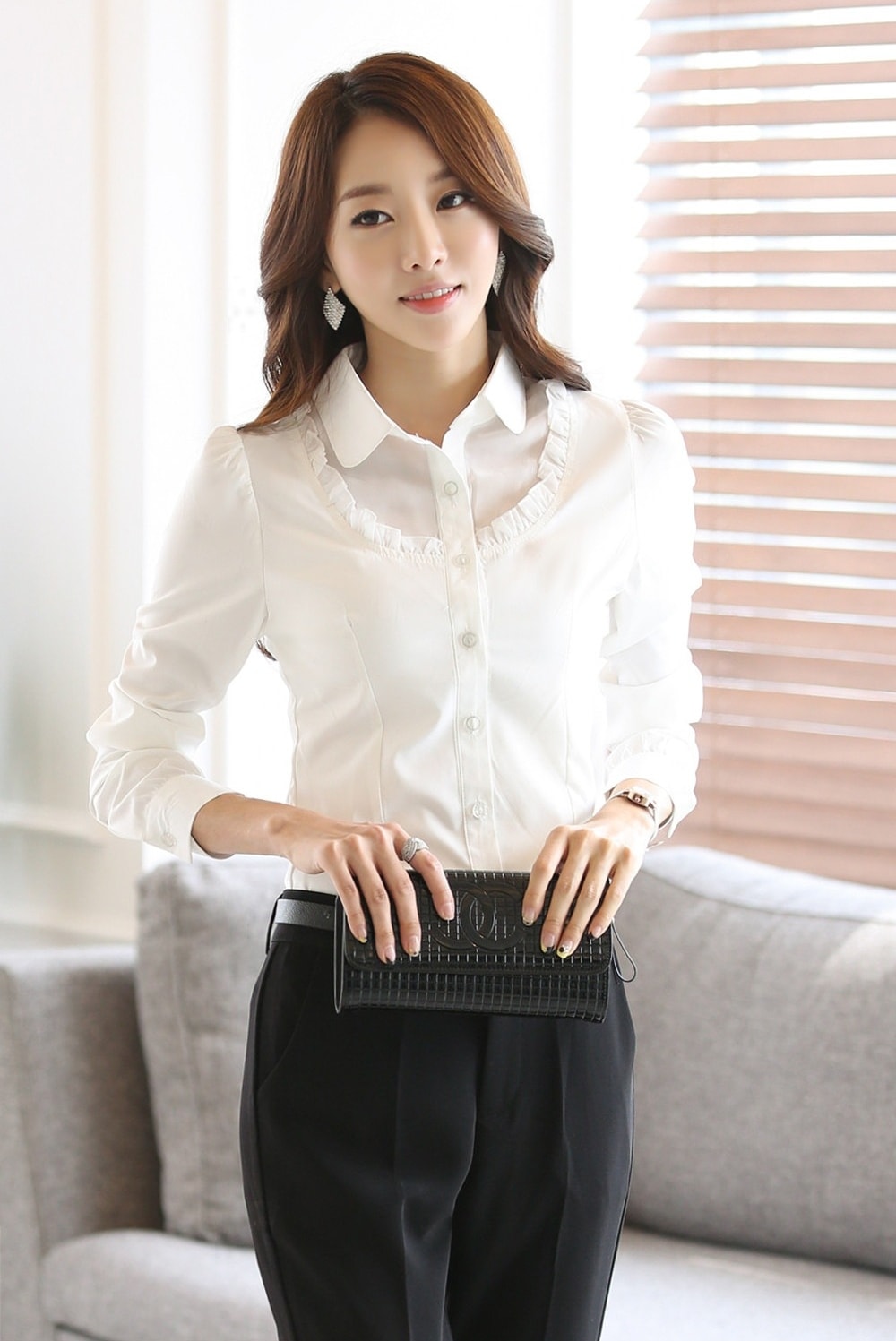 Kemeja Korea Import BL3091 White