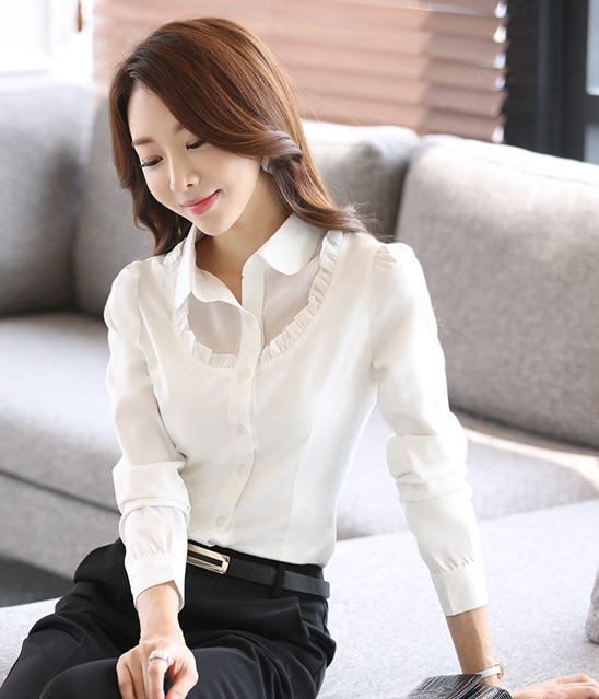  Kemeja  Korea Import BL3091 White Tamochi Toko  baju 