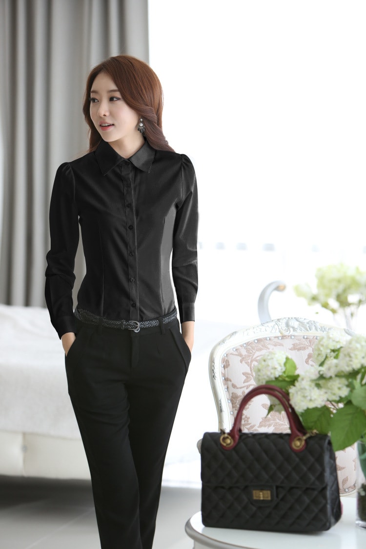 Kemeja Kerja Korea BL3094 Black